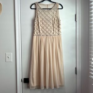 Stunning Pale Pink Chiffon Midi Dress Size 14